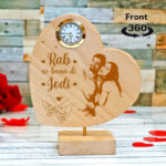 WoodCarving with Heart Clock
